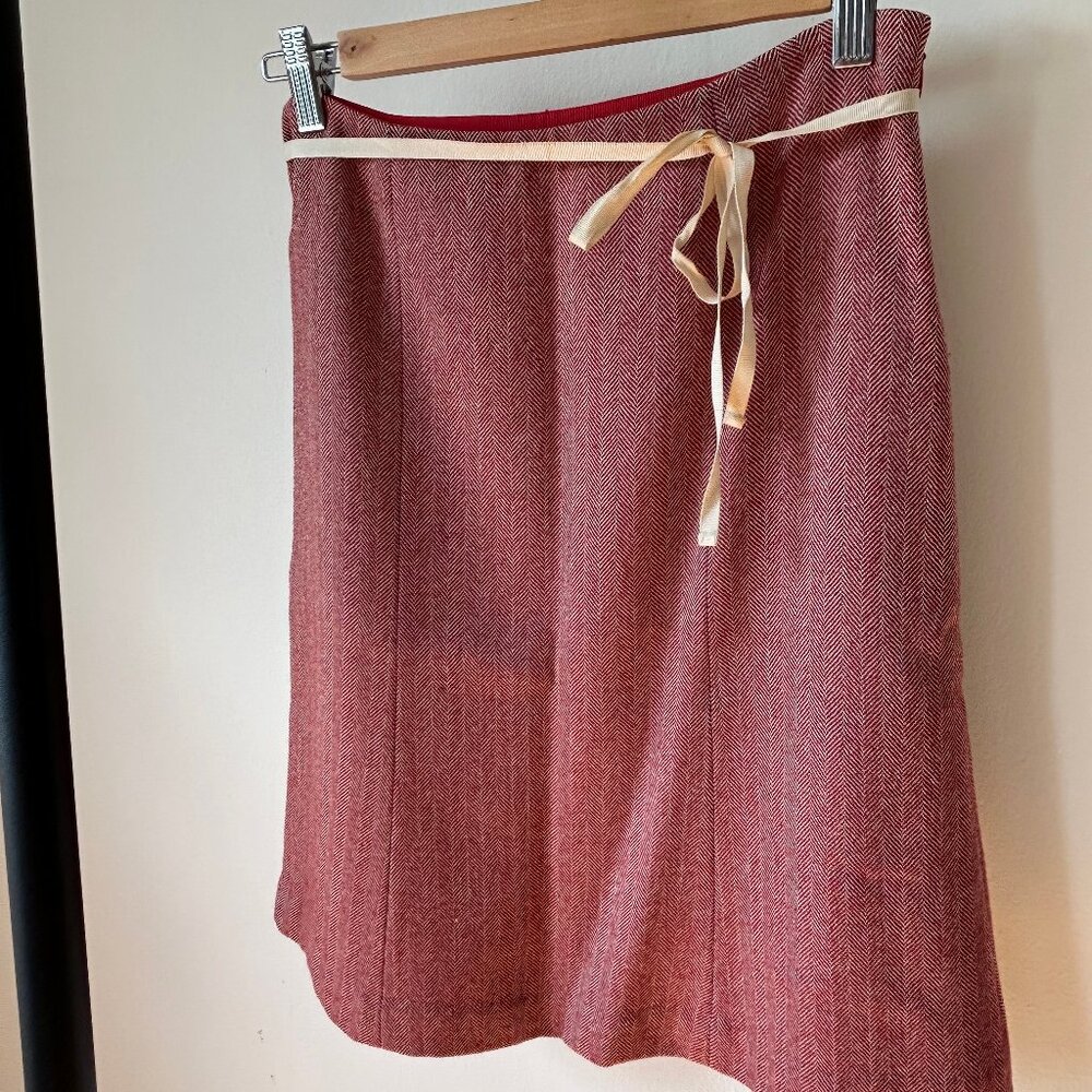 J.Crew Red Herringbone Wool Skirt